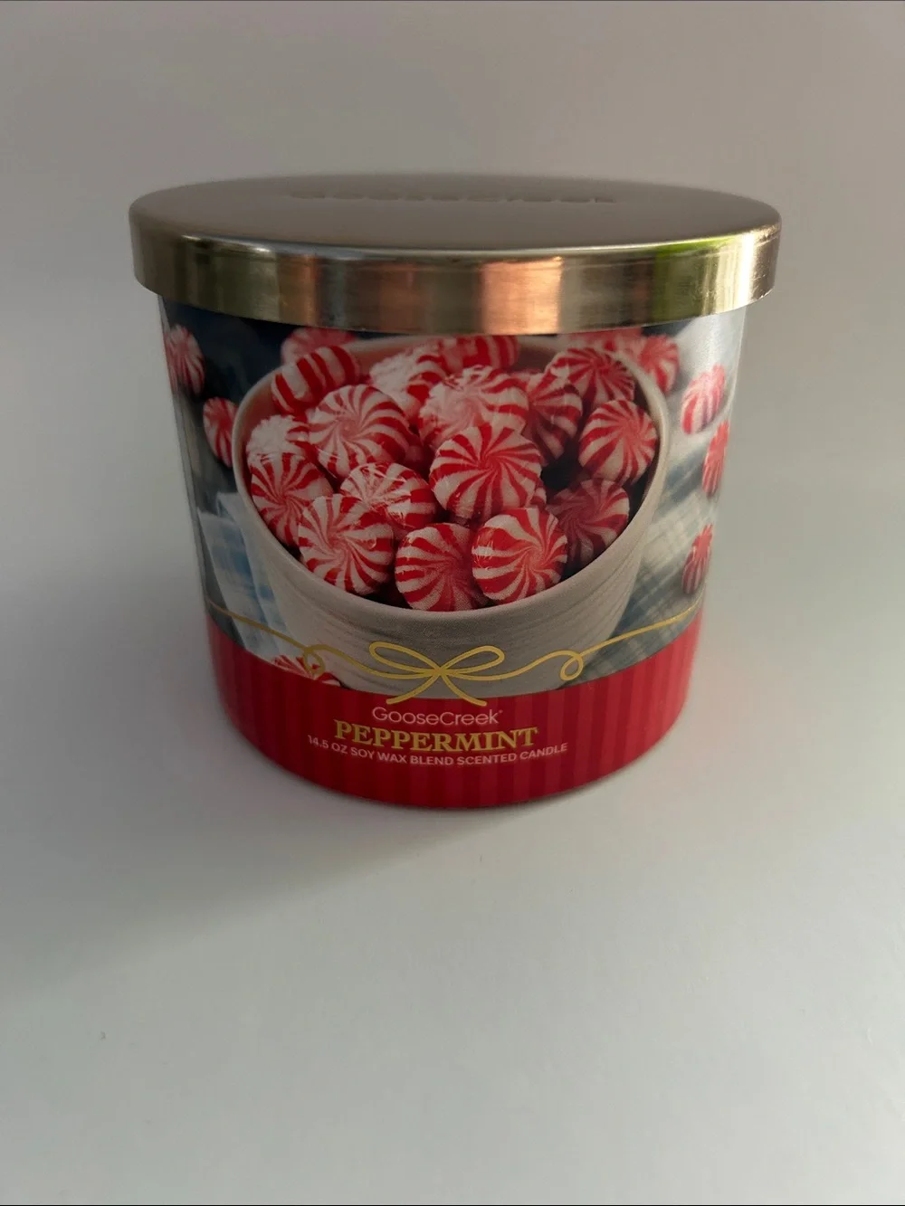 Peppermint Scented Candle - Red/White